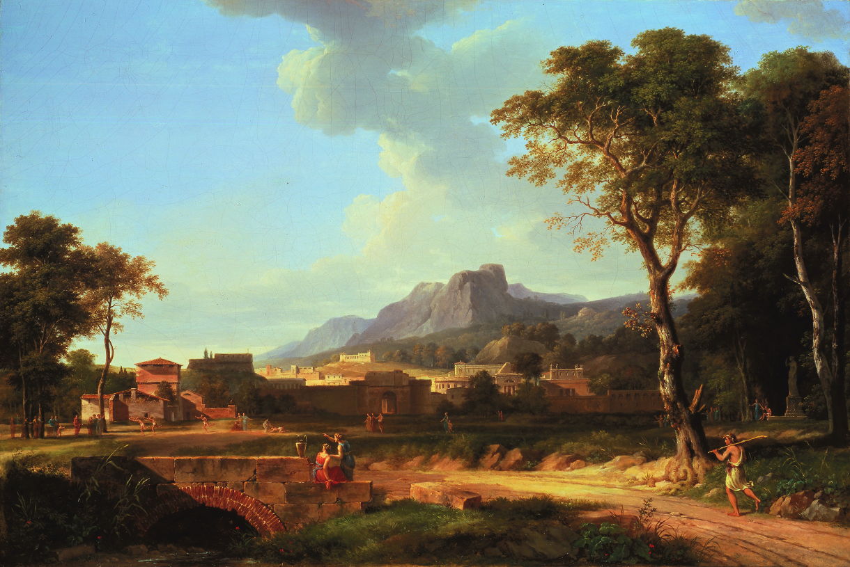 A Capriccio of Rome with the Finish of a Marathon, vintage artwork by Pierre-Henri de Valenciennes, 12x8" (A4) Poster