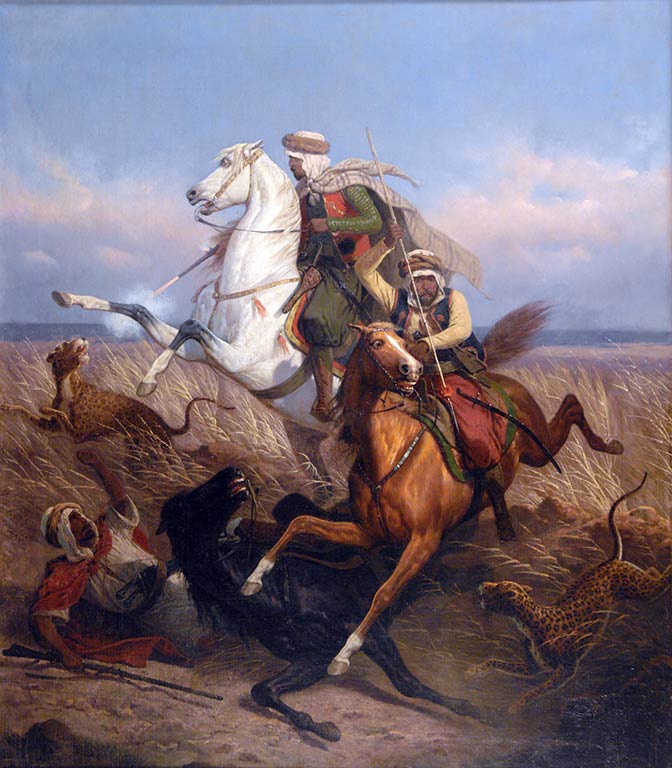 Hunting of jaguars, vintage artwork by Petr Sukhodolsky, 12x8" (A4) Poster