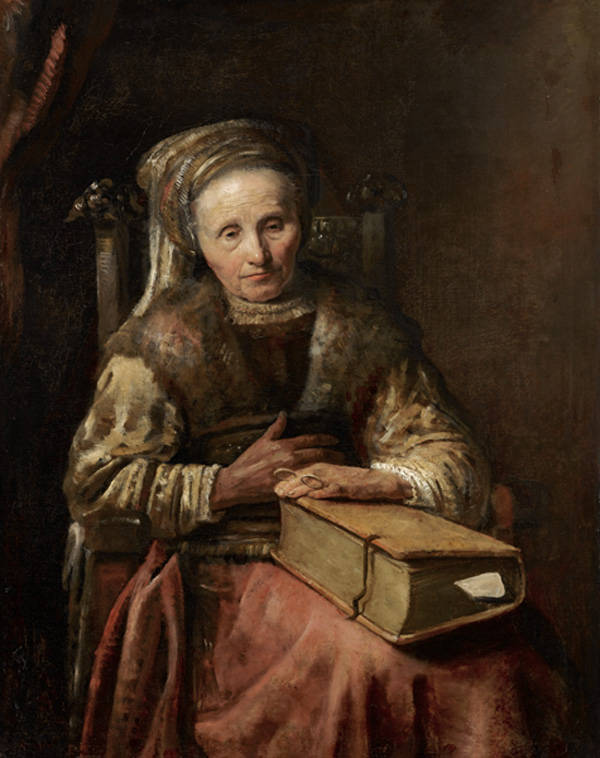 Old Woman With a Book, vintage artwork by Carel van der Pluym, 12x8" (A4) Poster