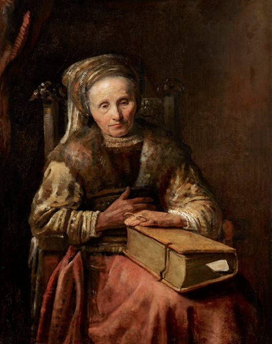 Old Woman With a Book, vintage artwork by Carel van der Pluym, 12x8" (A4) Poster