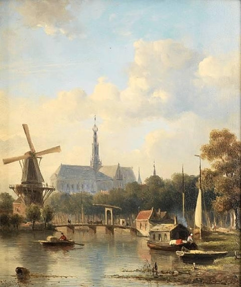 View of Haarlem with St. Bavo Cathedral, vintage artwork by Everhardus Koster, A3 (16x12") Poster Print