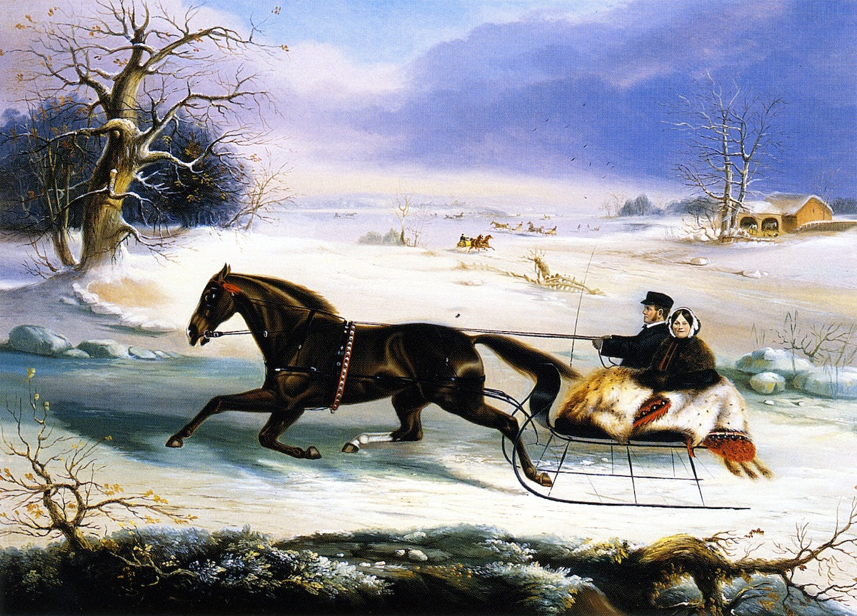 The Sleigh Ride - Albany, N.Y., vintage artwork by Thomas Kirby  Van Zandt, A3 (16x12") Poster Print
