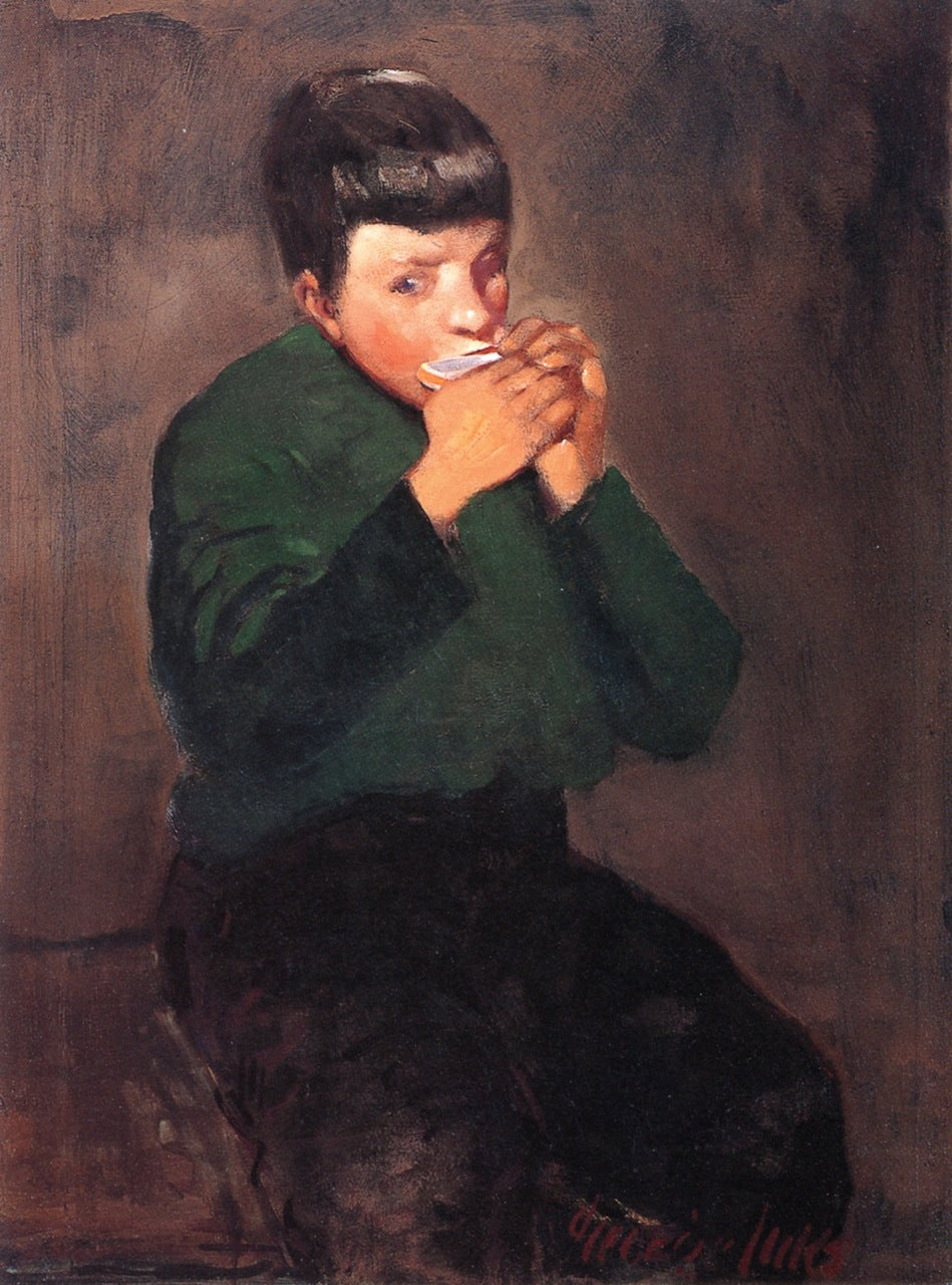 The Harmonica Player, vintage artwork by George Luks, 12x8" (A4) Poster