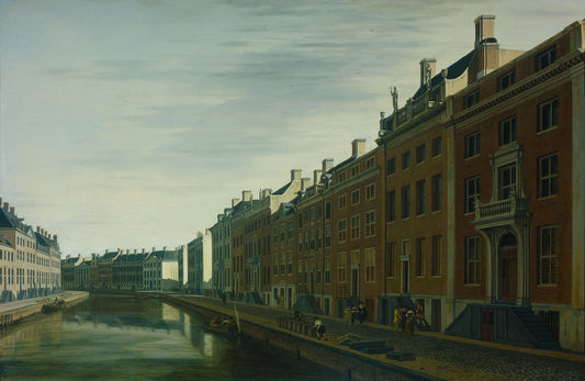 The ‘Golden Bend’ in the Herengracht, Amsterdam, Seen from the West, vintage artwork by Gerrit Adriaensz.Berckheyde, 12x8" (A4) Poster