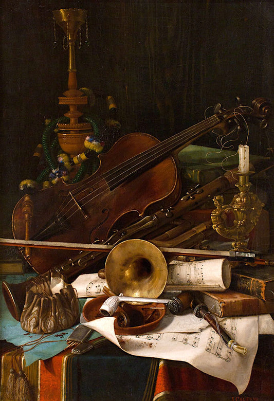 Tabletop Still Life, vintage artwork by John Califano, 12x8" (A4) Poster