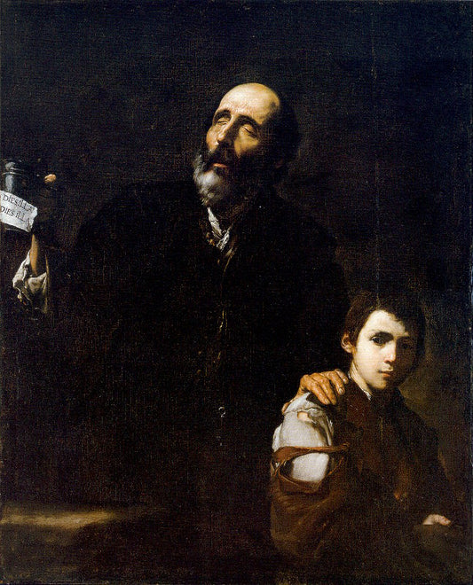 Blind Old Beggar, vintage artwork by Jusepe de Ribera, 12x8" (A4) Poster