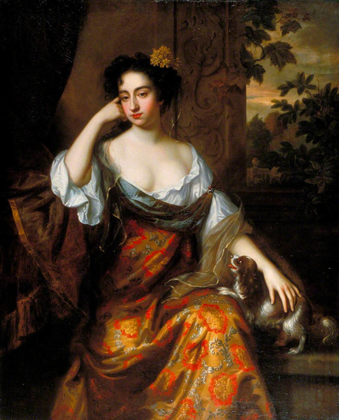 Portrait of a Lady (possibly Margaret 'Peg' Hughes, d.1719, actress and mistress of Prince Rupert), vintage artwork by Willem Wissing, 12x8