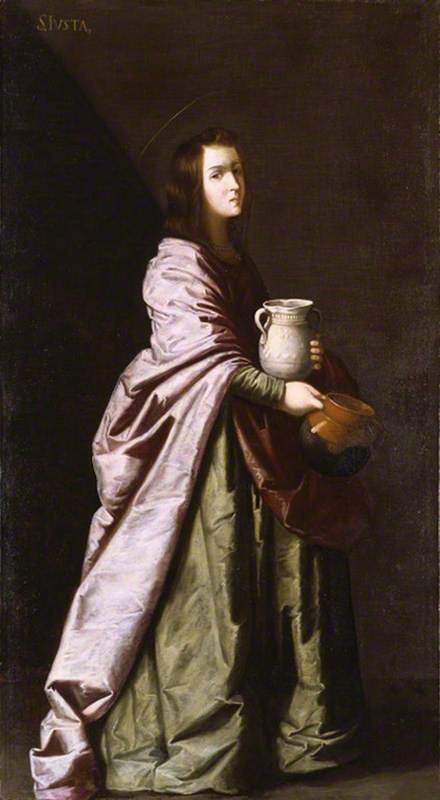 Saint Justa, vintage artwork by Workshop of Francisco de Zurbarán, 12x8" (A4) Poster