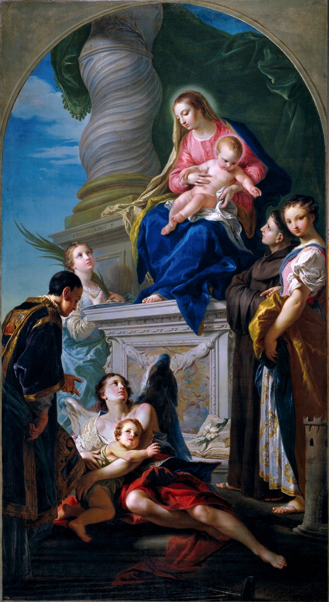 The Virgin and Child with several Saints, vintage artwork by Gianbettino Cignaroli, 12x8" (A4) Poster
