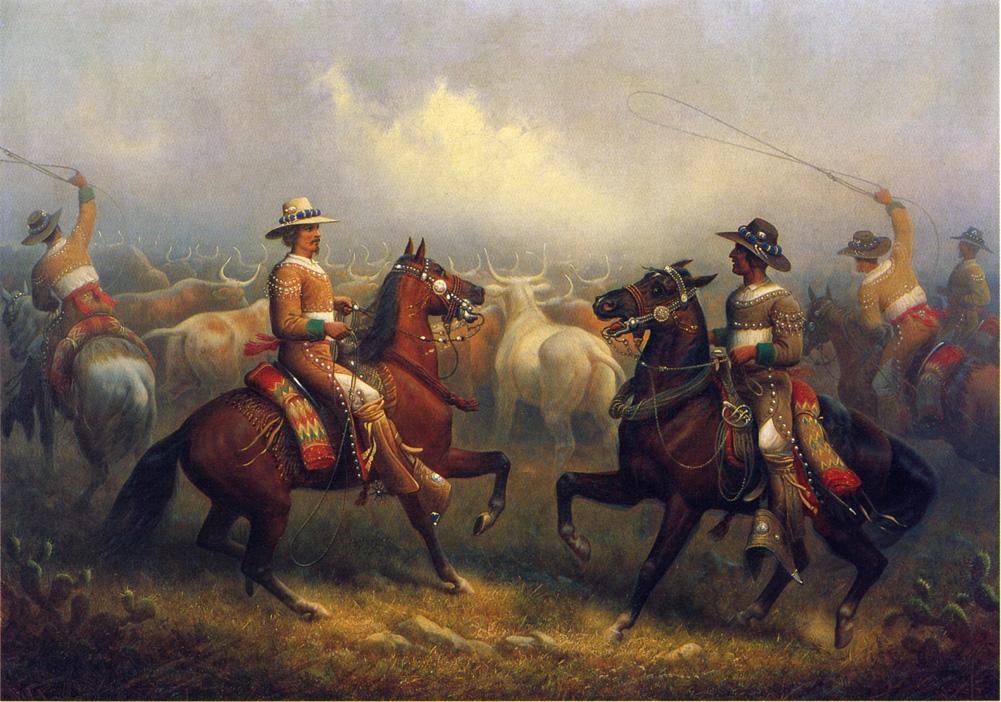 California Vaqueros, vintage artwork by James Walker, A3 (16x12") Poster Print