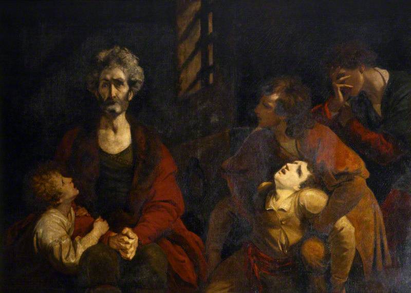 Count Ugolino and His Children in the Dungeon, vintage artwork by Sir Joshua Reynolds, 12x8" (A4) Poster