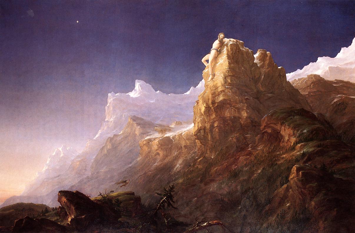 Prometheus Bound, vintage artwork by Thomas Cole, A3 (16x12") Poster Print