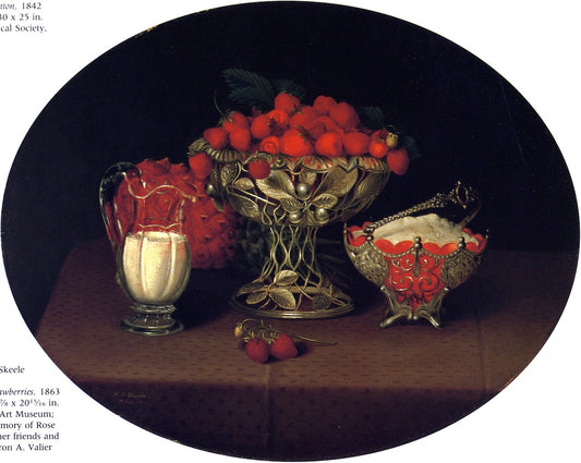 Still LIfe with Strawberries, vintage artwork by Hannah Brown Skeele, 12x8" (A4) Poster