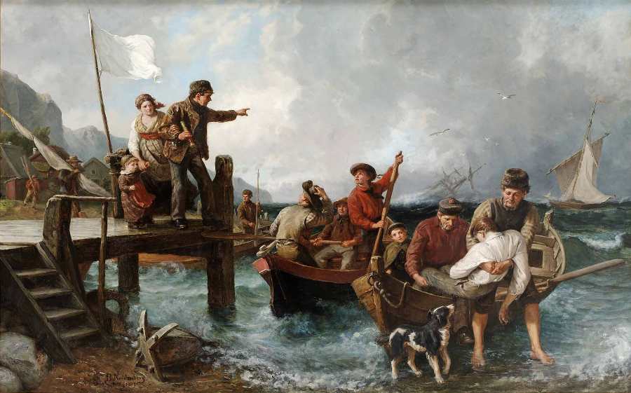 The sea rescue, vintage artwork by Bengt Nordenberg, 12x8" (A4) Poster