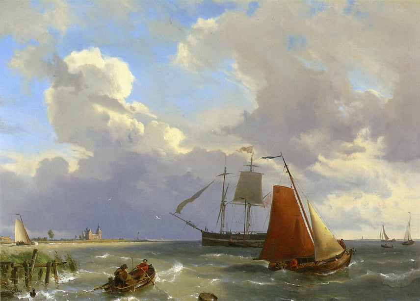 Shipping in a Choppy Estuarry, vintage artwork by Hermanus Koekkoek The Elder, A3 (16x12") Poster Print