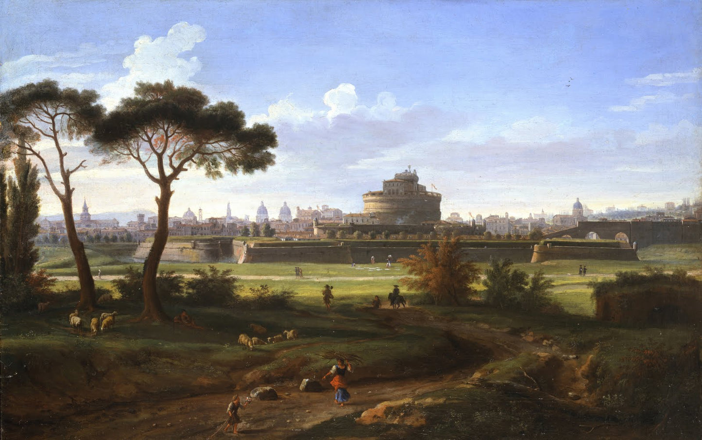 View of st Angelo castello, vintage artwork by Caspar van Wittel, 12x8" (A4) Poster