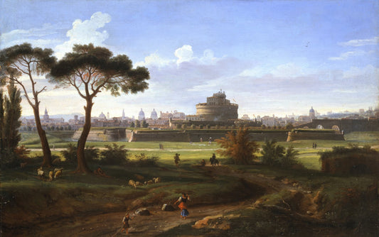 View of st Angelo castello, vintage artwork by Caspar van Wittel, 12x8" (A4) Poster