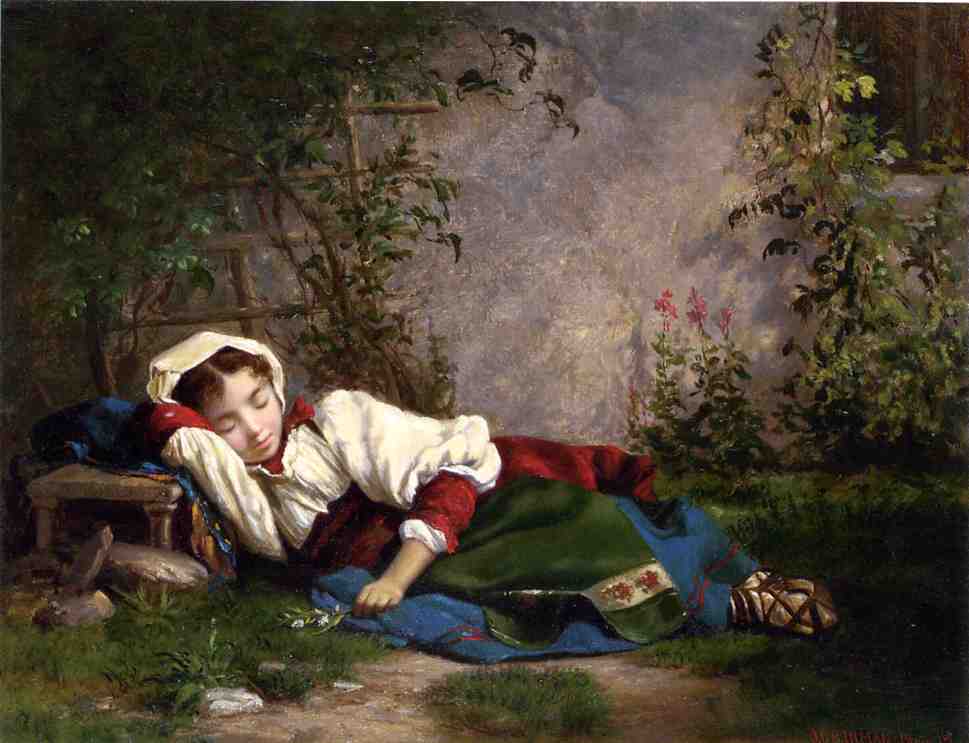 Napping, vintage artwork by John O'Brien Inman, 12x8" (A4) Poster