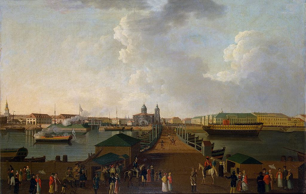 View of Saint Petersburg in the centenary celebration's day, vintage artwork by Benjamin Patersen, 12x8" (A4) Poster