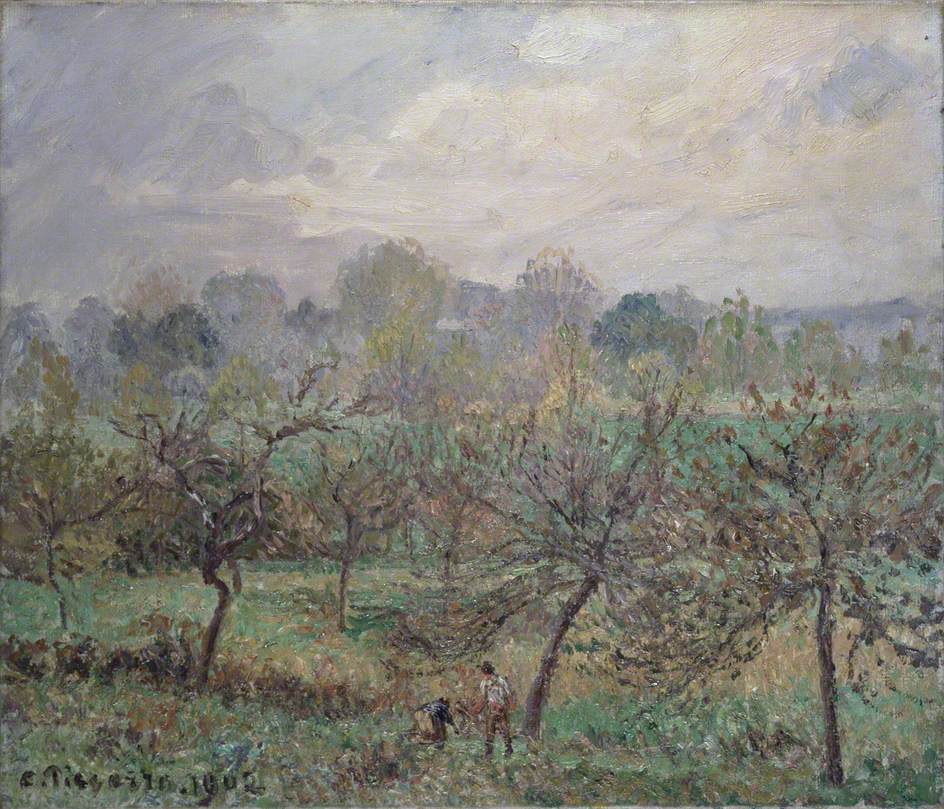 Autumn, Morning Mist, Éragny-sur-Epte, vintage artwork by Camille Pissarro, 12x8" (A4) Poster