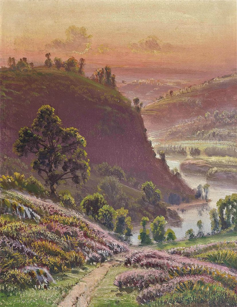 Rolling hills at sunset by Gaston Vincent Anglade,A3(16x12")Poster