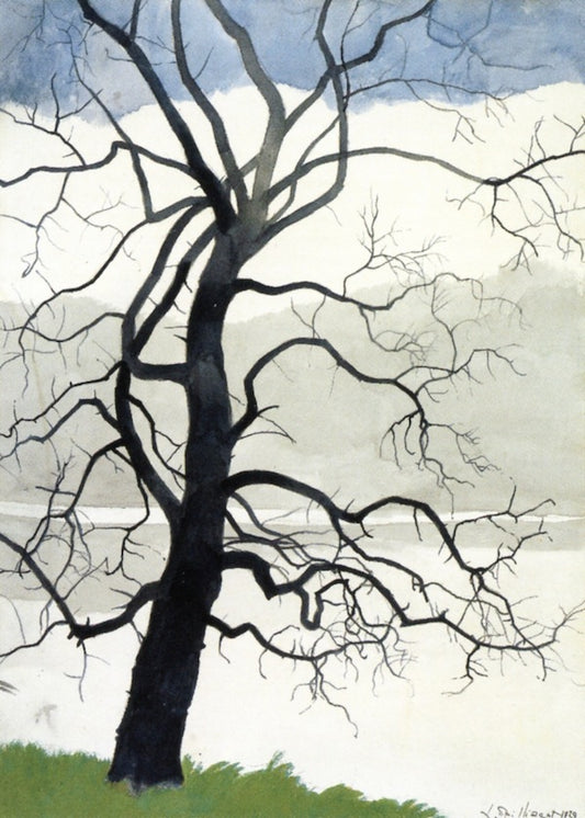 Lone Tree by  the Pond, vintage artwork by Leon Spilliaert, 12x8" (A4) Poster