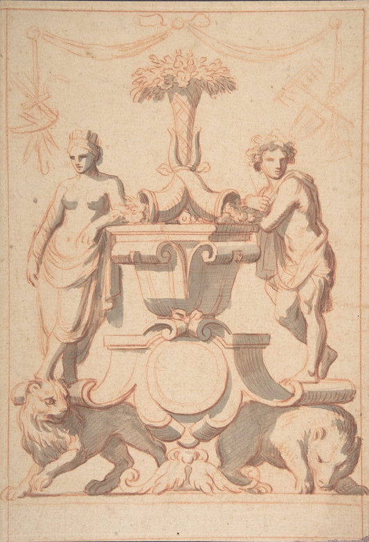 Allegory of Earth, vintage artwork by Charles Le Brun, 12x8" (A4) Poster