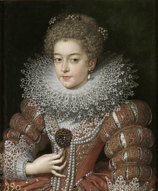 Isabel of France, Queen of Spain, vintage artwork by Frans Pourbus the Younger, 12x8" (A4) Poster