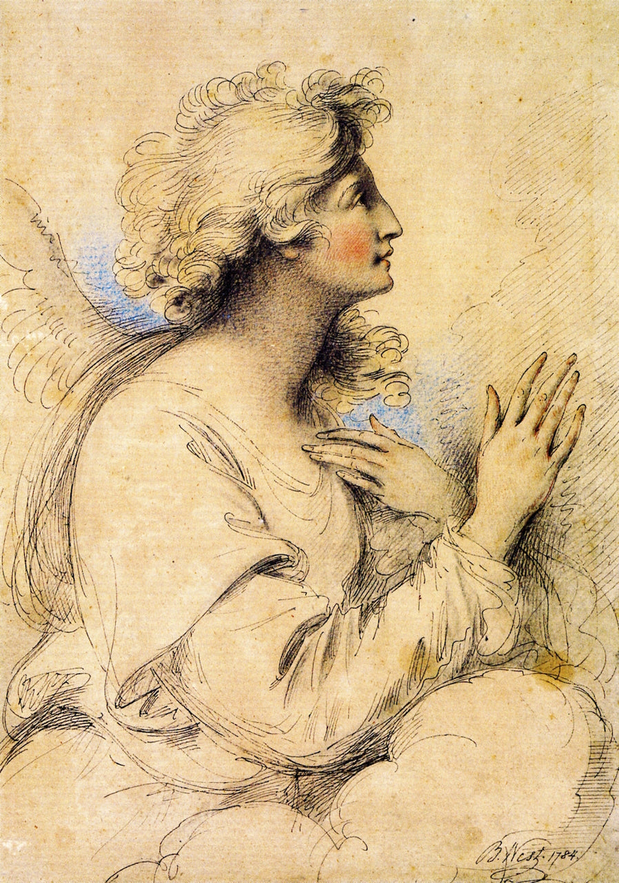 Archangel Gabriel of the Annunciation, vintage artwork by Benjamin West, 12x8" (A4) Poster