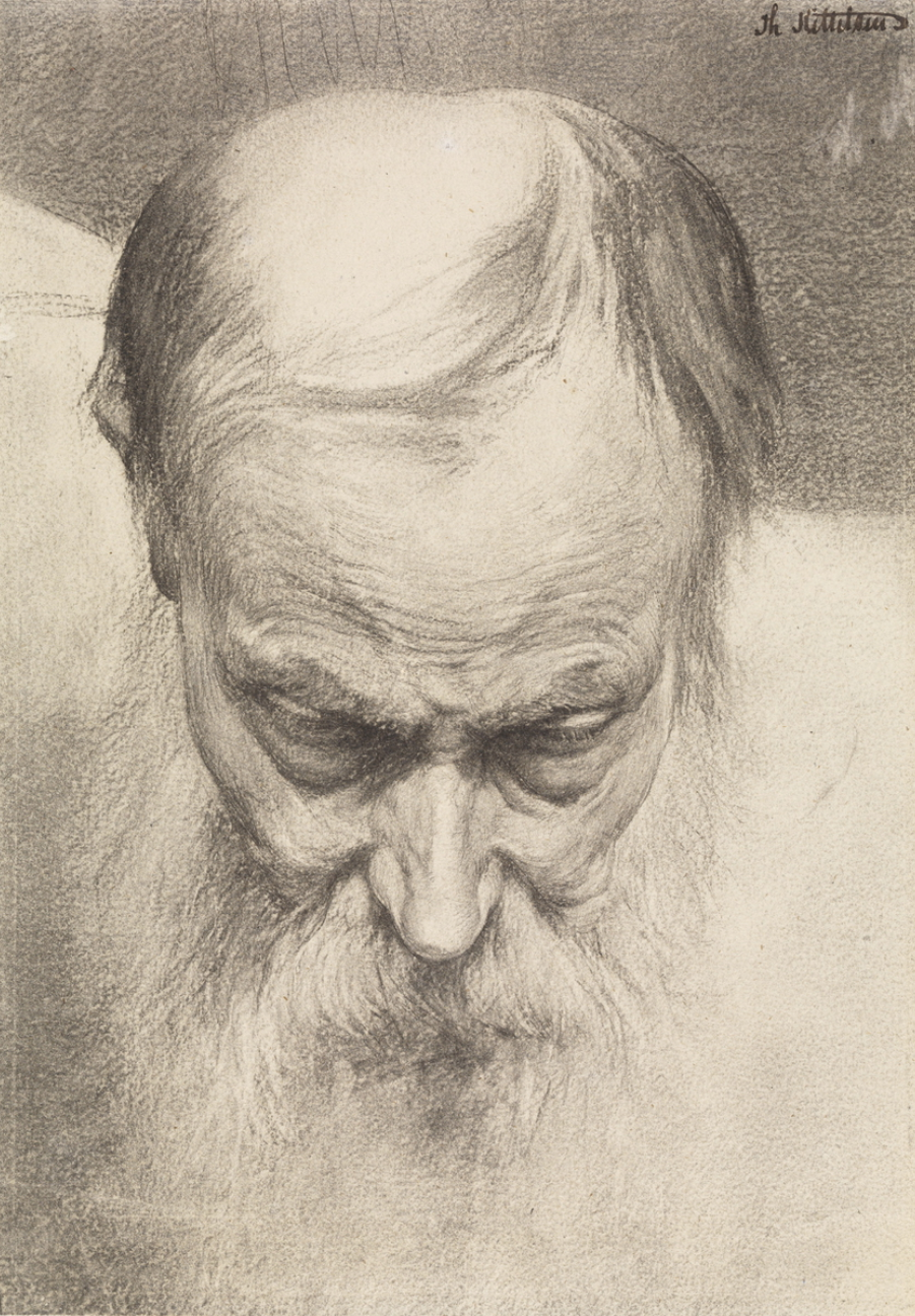 Head of a Man from Above, vintage artwork by Theodor Severin Kittelsen, 12x8" (A4) Poster
