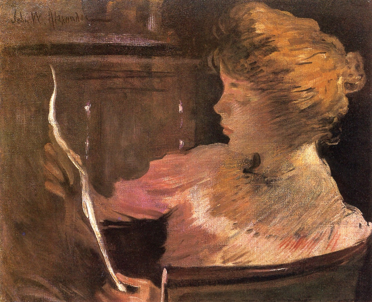 Jesse Steele Reading, vintage artwork by John White Alexander, 12x8" (A4) Poster