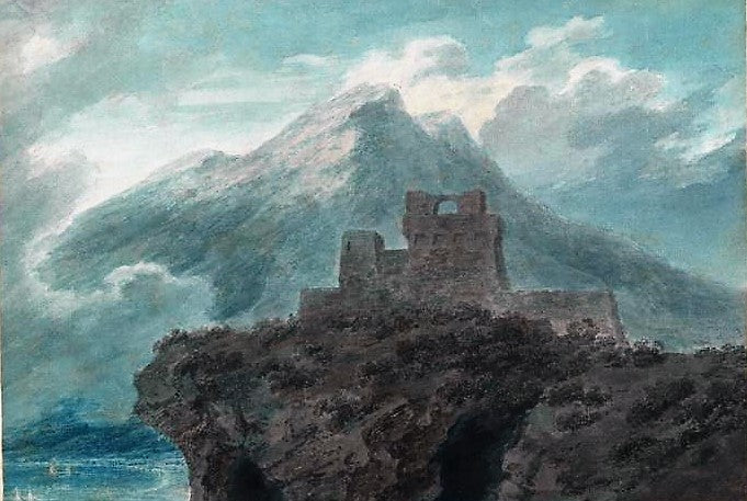 A Ruined Fort near Salerno, vintage artwork by John Robert Cozens, 12x8" (A4) Poster