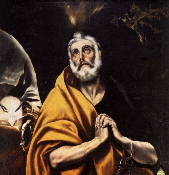 Las lágrimas de San Pedro, vintage artwork by El Greco, 12x8