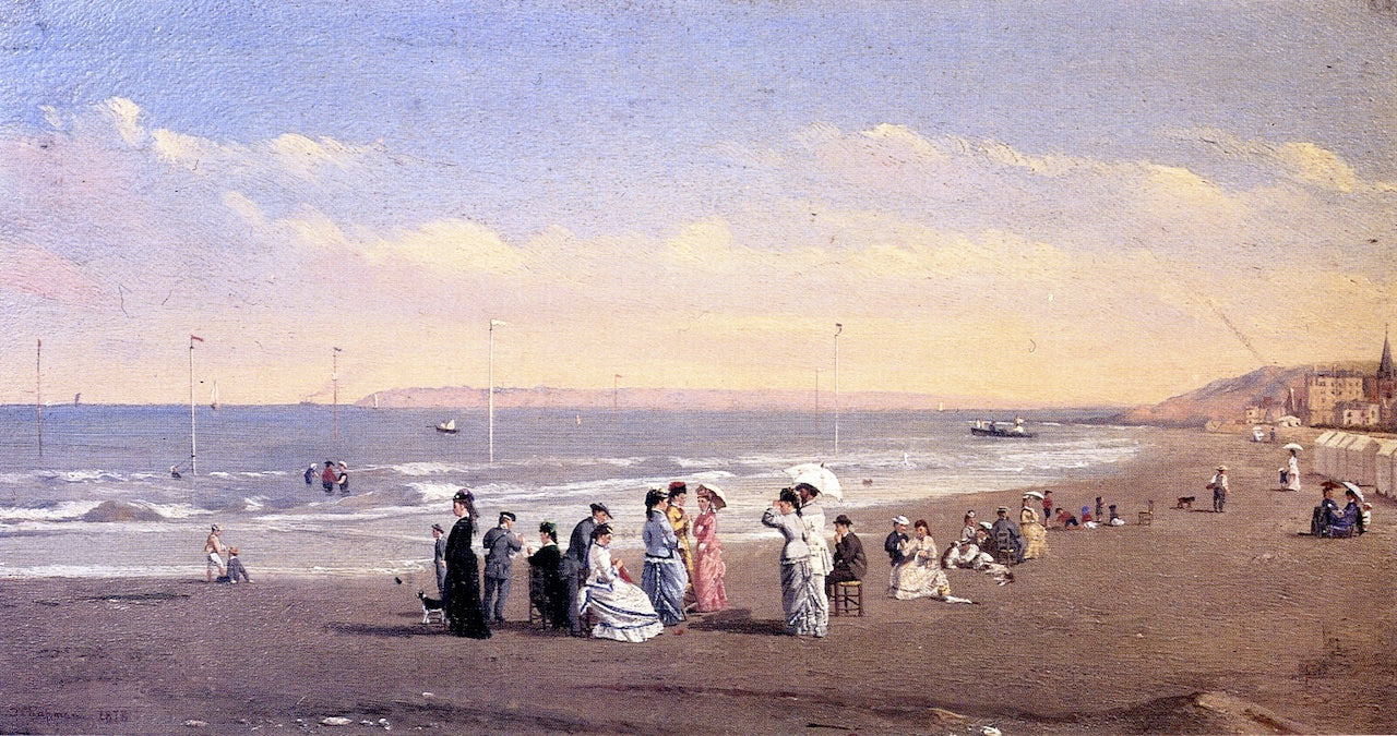 Elegant Figures on a Seashore, vintage artwork by Conrad Wise Chapman, 12x8" (A4) Poster
