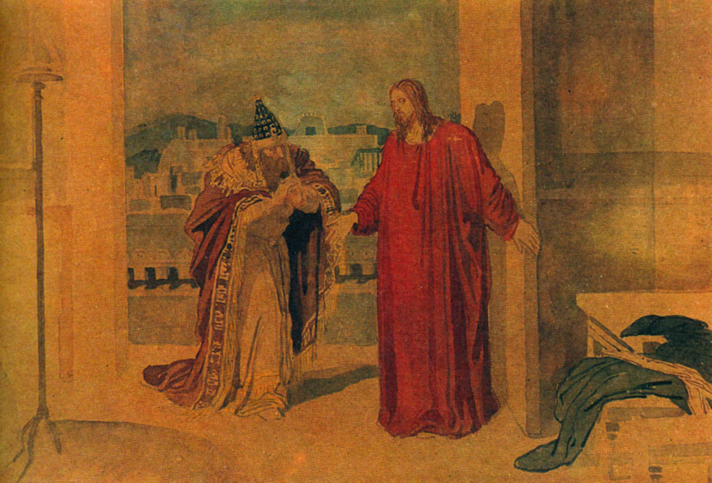 Christ and Nicodemus, vintage artwork by Alexander Ivanov, A3 (16x12") Poster Print
