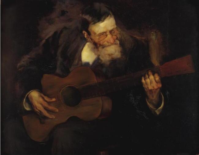 Hombre tocando la Guitarra, vintage artwork by Luis Graner Y Arrufi, 12x8" (A4) Poster