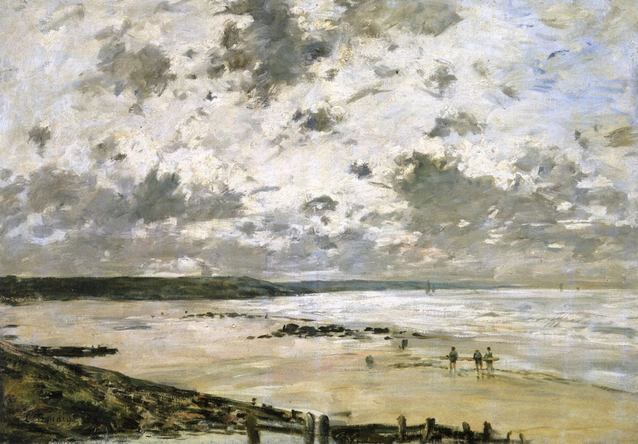 The Beach, Cloudy Sky, vintage artwork by Eugène-Louis Boudin, 12x8" (A4) Poster