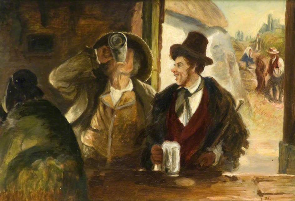 They Talk a Power of Our Drinking but Never Think of Our Drought, vintage artwork by Erskine Nicol, 12x8" (A4) Poster