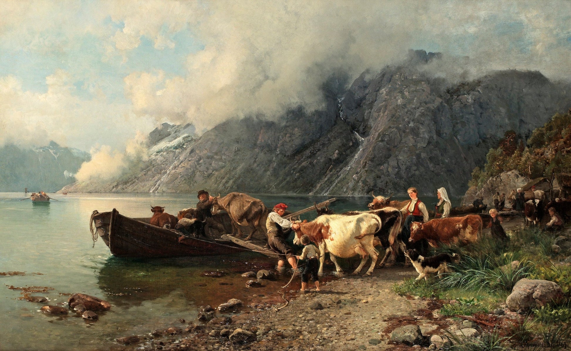 The Cattle Being Moved, vintage artwork by Anders Monsen Askevold, 12x8" (A4) Poster