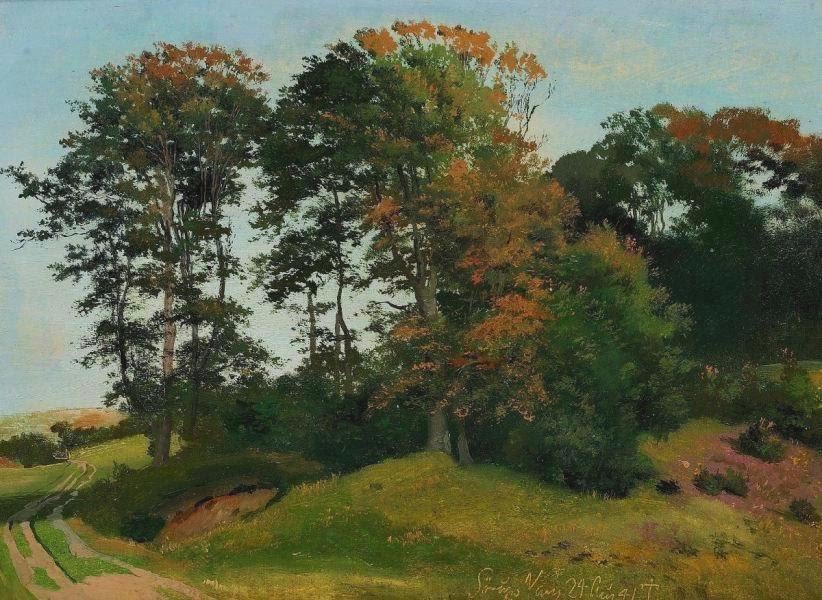 Landscape Study, vintage artwork by Johan Thomas Lundby e, A3 (16x12") Poster Print