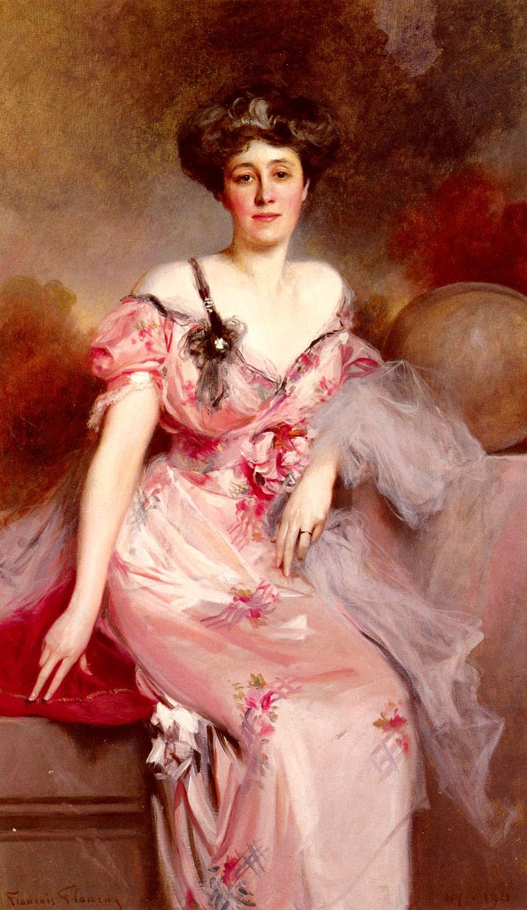 Portrait of Mme D, vintage artwork by Francois Flameng, 12x8" (A4) Poster