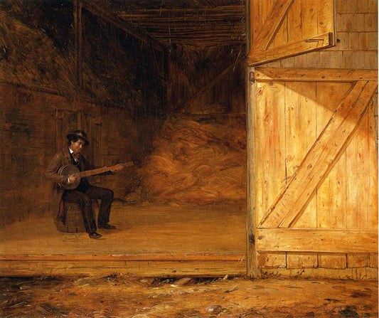 The Banjo Player in the Barn, vintage artwork by William Sidney Mount, A3 (16x12") Poster Print