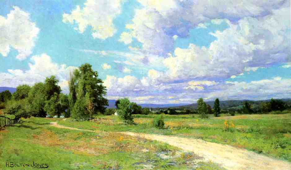 The Road to the Village, vintage artwork by Hugh Bolton Jones, 12x8" (A4) Poster