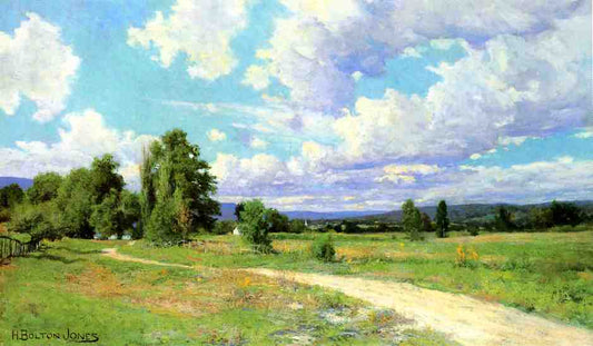 The Road to the Village, vintage artwork by Hugh Bolton Jones, 12x8" (A4) Poster