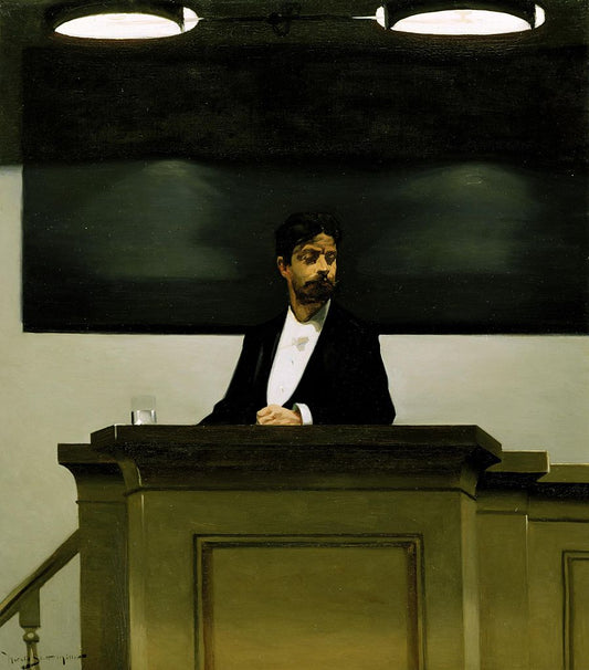 Georg Brandes at the University in Copenhagen, vintage artwork by Harald Slott-Møller, 12x8" (A4) Poster