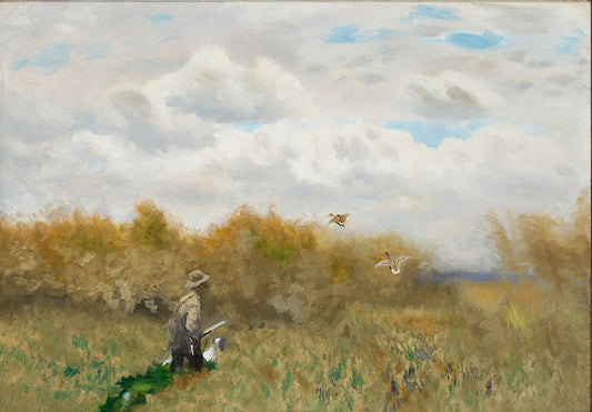 Hunter and Mallards, vintage artwork by Bruno Liljefors, 12x8" (A4) Poster