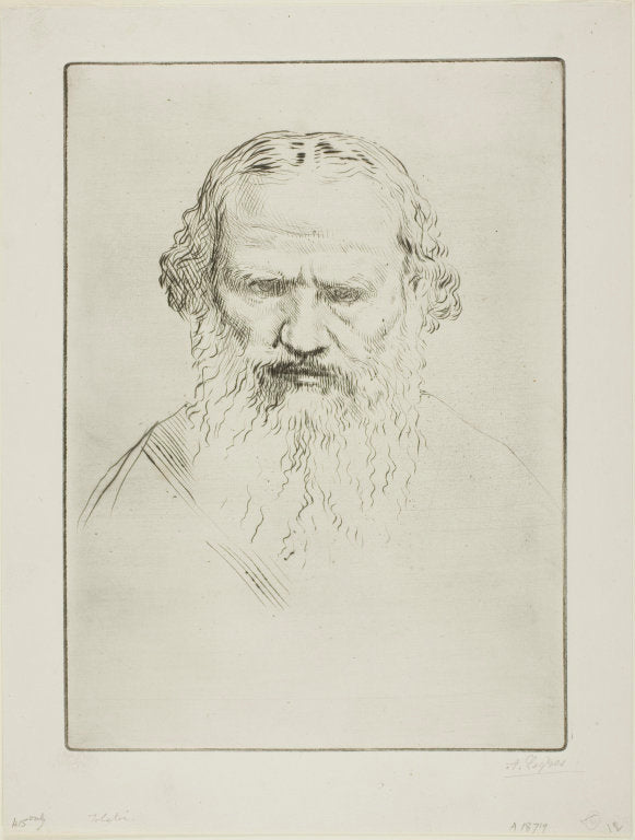 Portrait of Tolstoy, vintage artwork by Alphonse Legros, 12x8" (A4) Poster