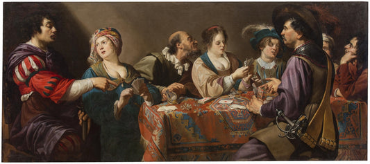 Game of Cards, vintage artwork by Theodore Rombouts, 12x8" (A4) Poster