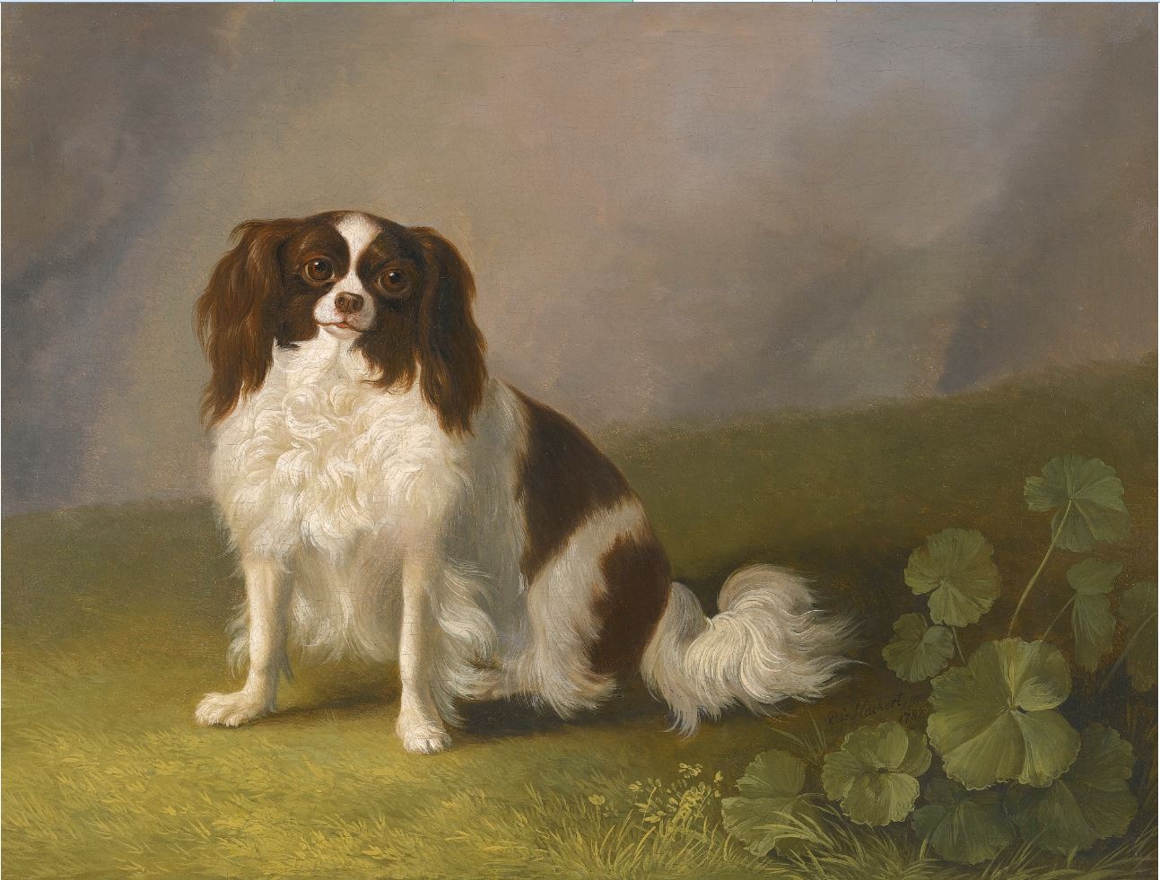 King Charles Spaniel in a Landscape, vintage artwork by Jakob Philipp Hackert, 12x8" (A4) Poster