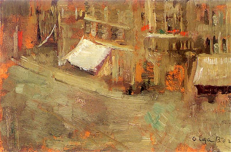 Place de Ternes in Paris, vintage artwork by Olga Boznańska, 12x8" (A4) Poster